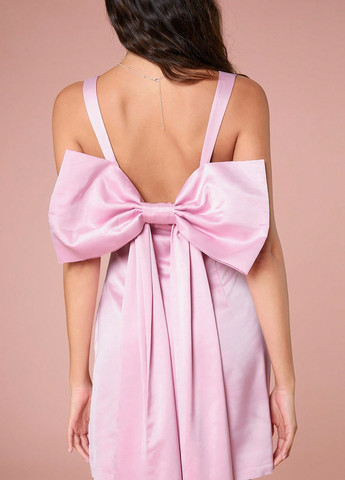 Світло-рожева святковий, коктейльна сукня з відкритою спиною SHEIN однотонна