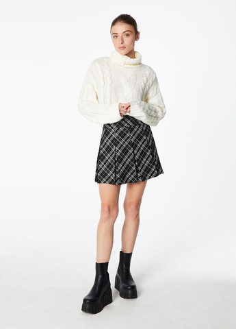 Черно-белая кэжуал в клетку юбка Jennyfer клешированная