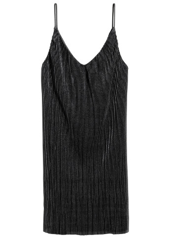 Черное коктейльное платье плиссированное, платье-майка H&M однотонное