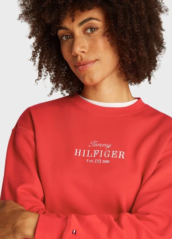 Красный свитшот Tommy Hilfiger однотонный вышивка (344509069)