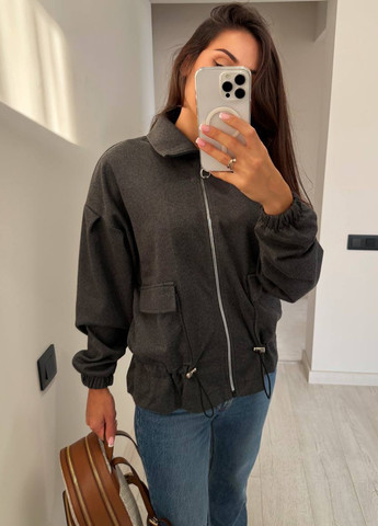 Темно-сіра демісезонна куртка No Brand