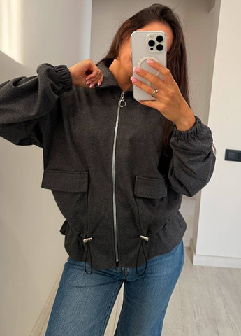 Темно-сіра демісезонна куртка No Brand