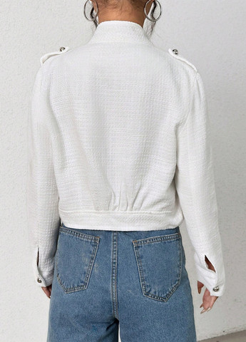 Белый женский жакет SHEIN однотонный - демисезонный