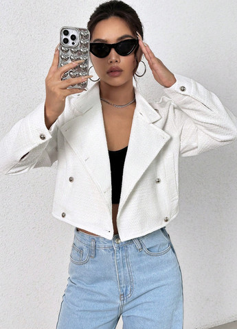 Белый женский жакет SHEIN однотонный - демисезонный