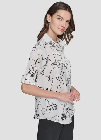 Белая кэжуал рубашка с абстрактным узором Karl Lagerfeld