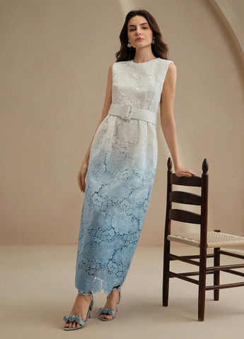 Синя коктейльна, вечірня сукня а-силует SHEIN з градієнтом