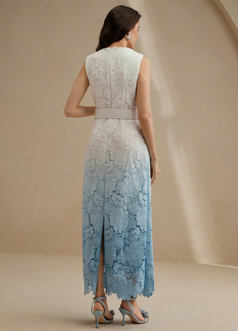 Синя коктейльна, вечірня сукня а-силует SHEIN з градієнтом