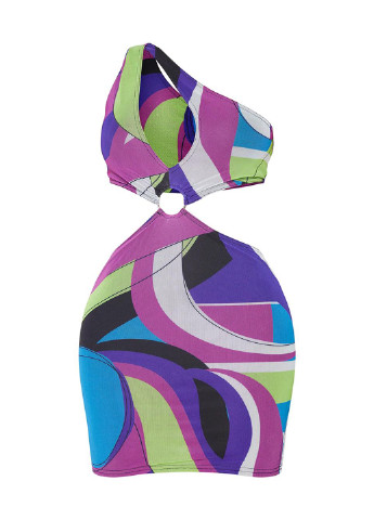 Комбинированное кэжуал платье на одно плечо PrettyLittleThing с абстрактным узором