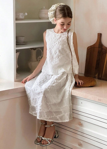 Білий літній костюм (топ, спідниця) SHEIN