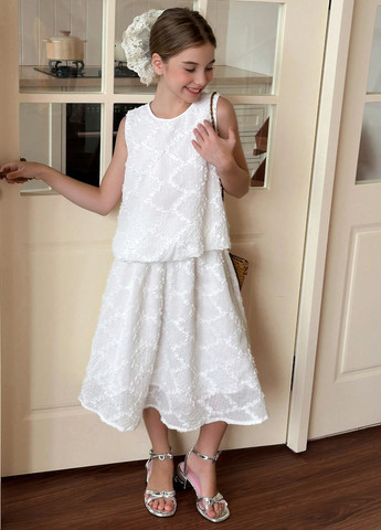 Білий літній костюм (топ, спідниця) SHEIN