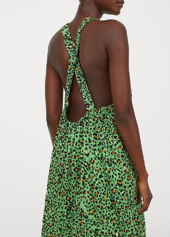 Зеленое кэжуал платье H&M леопардовый