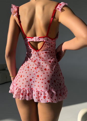 Розовый демисезонный комплект (пенюар, трусики) NOVA VEGA