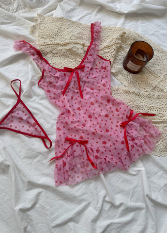 Розовый демисезонный комплект (пенюар, трусики) NOVA VEGA