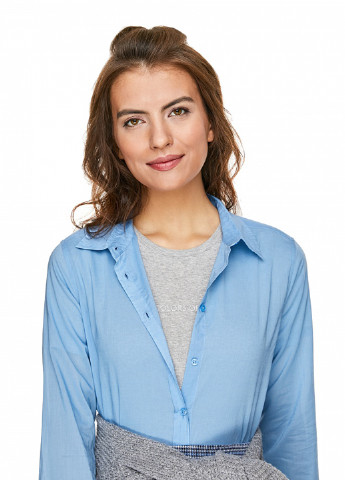 Голубой кэжуал рубашка однотонная United Colors of Benetton