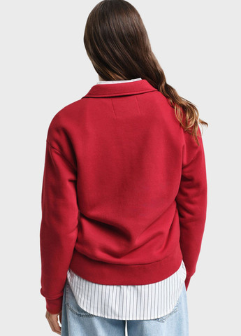 Красная женская футболка-поло Gant однотонная