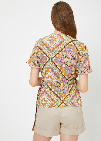 Комбинированная летняя блуза на запах KOTON