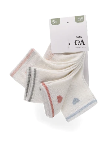 Белые носки (5 пар) C&A сердечки (323024039)