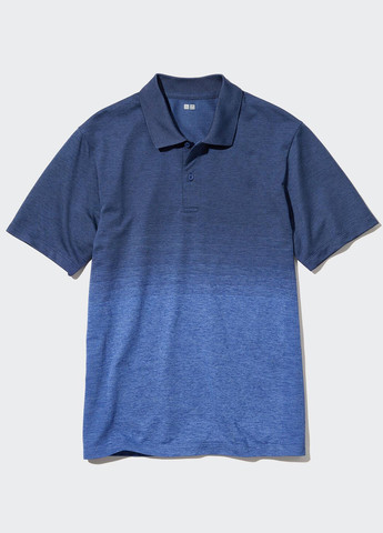 Синяя футболка-поло для мужчин Uniqlo градиентная ("омбре")