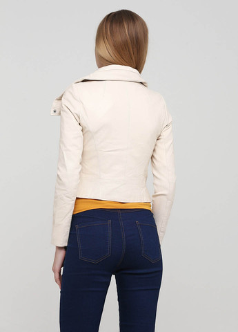Кремовая демисезонная куртка кожаная косуха Only