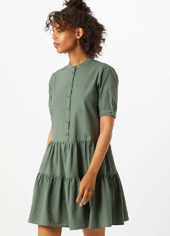 Зеленое кэжуал платье рубашка Vero Moda однотонное