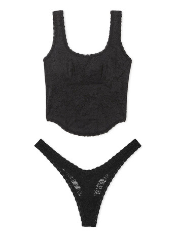 Черный демисезонный комплект (топ, трусики) Victoria's Secret