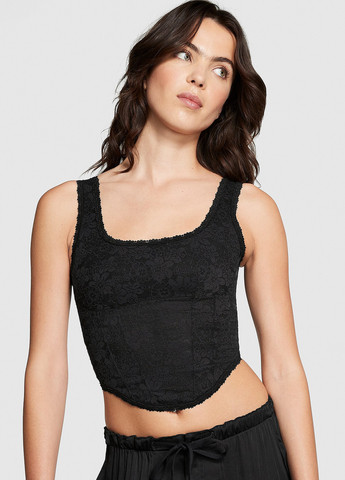 Черный демисезонный комплект (топ, трусики) Victoria's Secret