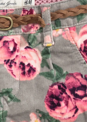 Серая кэжуал цветочной расцветки юбка H&M мини