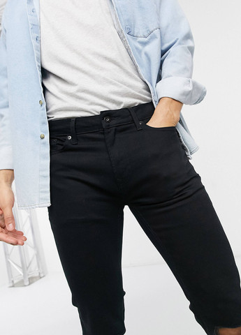 Черные демисезонные скинни джинсы Topman