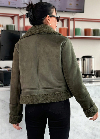 Оливкова (хакі) демісезонна куртка байкерська, косуха SHEIN