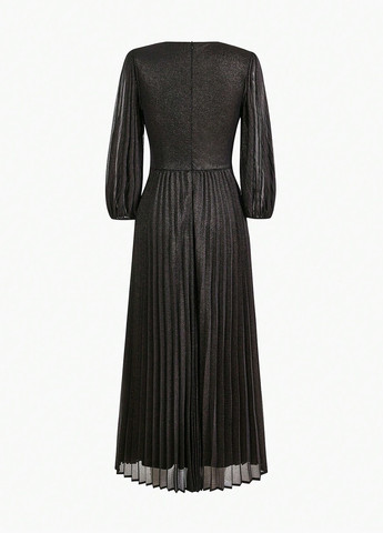 Черное кэжуал, вечернее платье плиссированное SHEIN однотонное