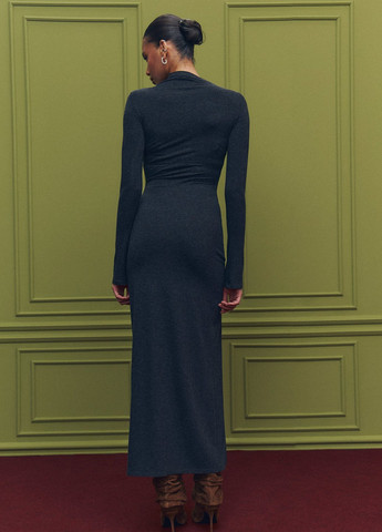 Темно-серое кэжуал платье силуэтная Gepur меланжевое