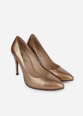 Золотистые женские туфли на высоком каблуке лаковые Brocoli