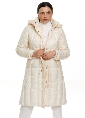 Белая зимняя женский удлиненный пуховик с капюшоном натуральный водоотталкивающий пух зима осень 2662 белый Actors