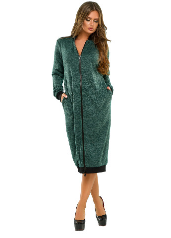 Серо-зеленое кэжуал платье баллон Lady Style меланжевое