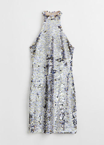Серебряное коктейльное, вечернее платье H&M однотонное