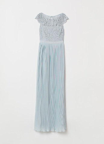 Светло-бирюзовое вечернее платье плиссированное, в греческом стиле, а-силуэт H&M однотонное