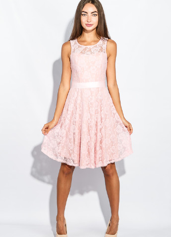 Светло-розовое коктейльное платье Time of Style однотонное