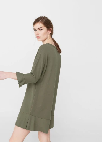 Оливковое (хаки) вечернее платье Mango однотонное