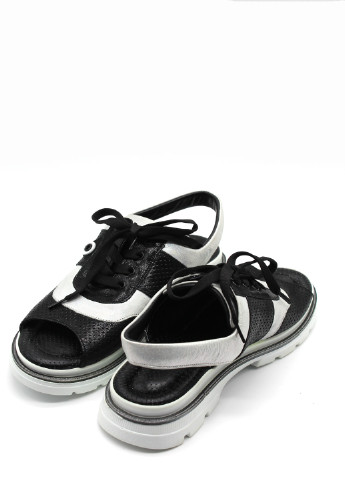 Черно-белые босоножки Rifellini на шнурках с глиттером, со шнуровкой, с тиснением, с перфорацией