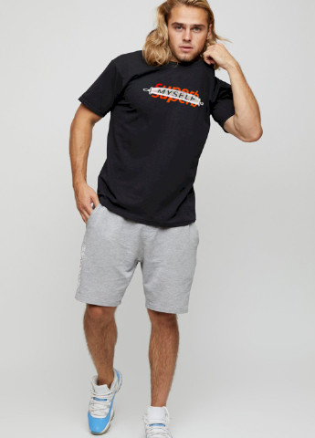 Чорна футболка чоловіча basic /air print/ YAPPI