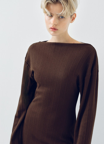 Темно-коричневое кэжуал платье H&M однотонное