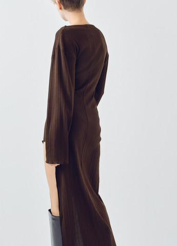 Темно-коричневое кэжуал платье H&M однотонное