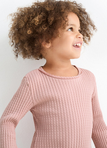 Бледно-розовый демисезонный кэжуал лонгслив C&A однотонный