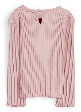 Бледно-розовый демисезонный кэжуал лонгслив C&A однотонный