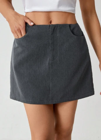 Серая кэжуал однотонная юбка SHEIN