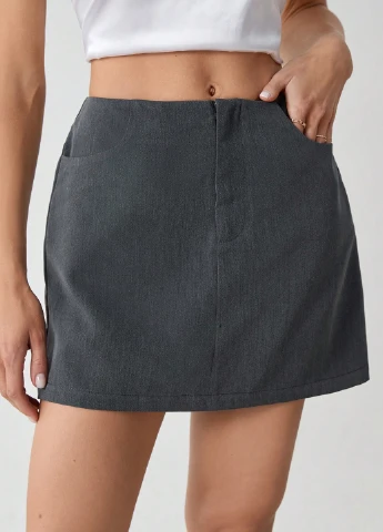 Серая кэжуал однотонная юбка SHEIN