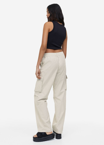 Светло-бежевые кэжуал летние карго брюки H&M