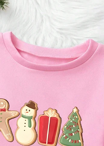 SHEIN світшот новорічний рожевий кежуал поліестер