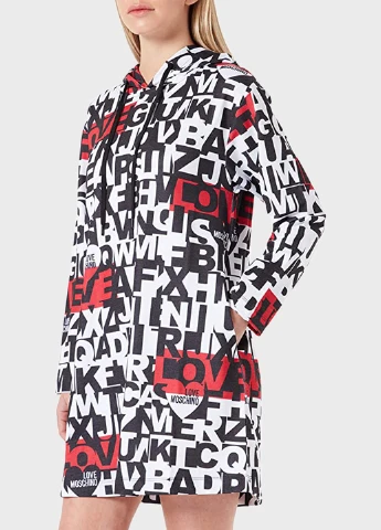 Комбінована кежуал сукня сукня-худі Love Moschino з написами