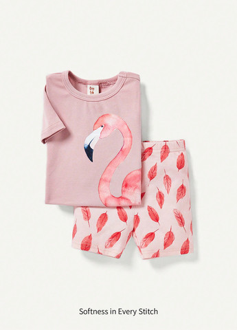 Рожева всесезон піжама (футболка, шорти) футболка + шорти SHEIN